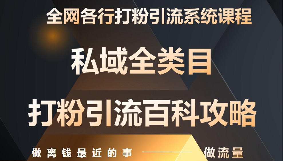 月入9万：全网唯一私域打粉引流神课，零基础手把手带你引流变现-来友网创
