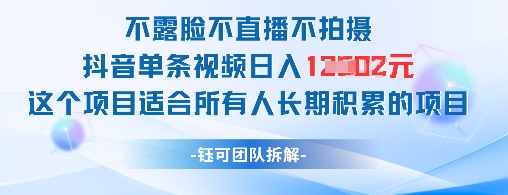 不露脸不直播不拍摄抖音单条视频日入1k+这个项目适合所有人长期积累的项目-来友网创