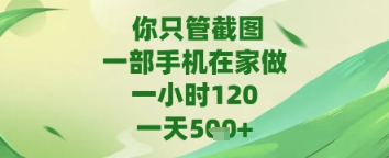 你只管截图，一部手机在家做，苹果安卓都可以，一天5张+【揭秘】-来友网创