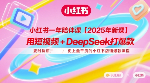 小红书一年陪伴课【2025年新课】，用短视频+deepSeek打爆款，史上最干货的小红书店铺爆款课程-来友网创