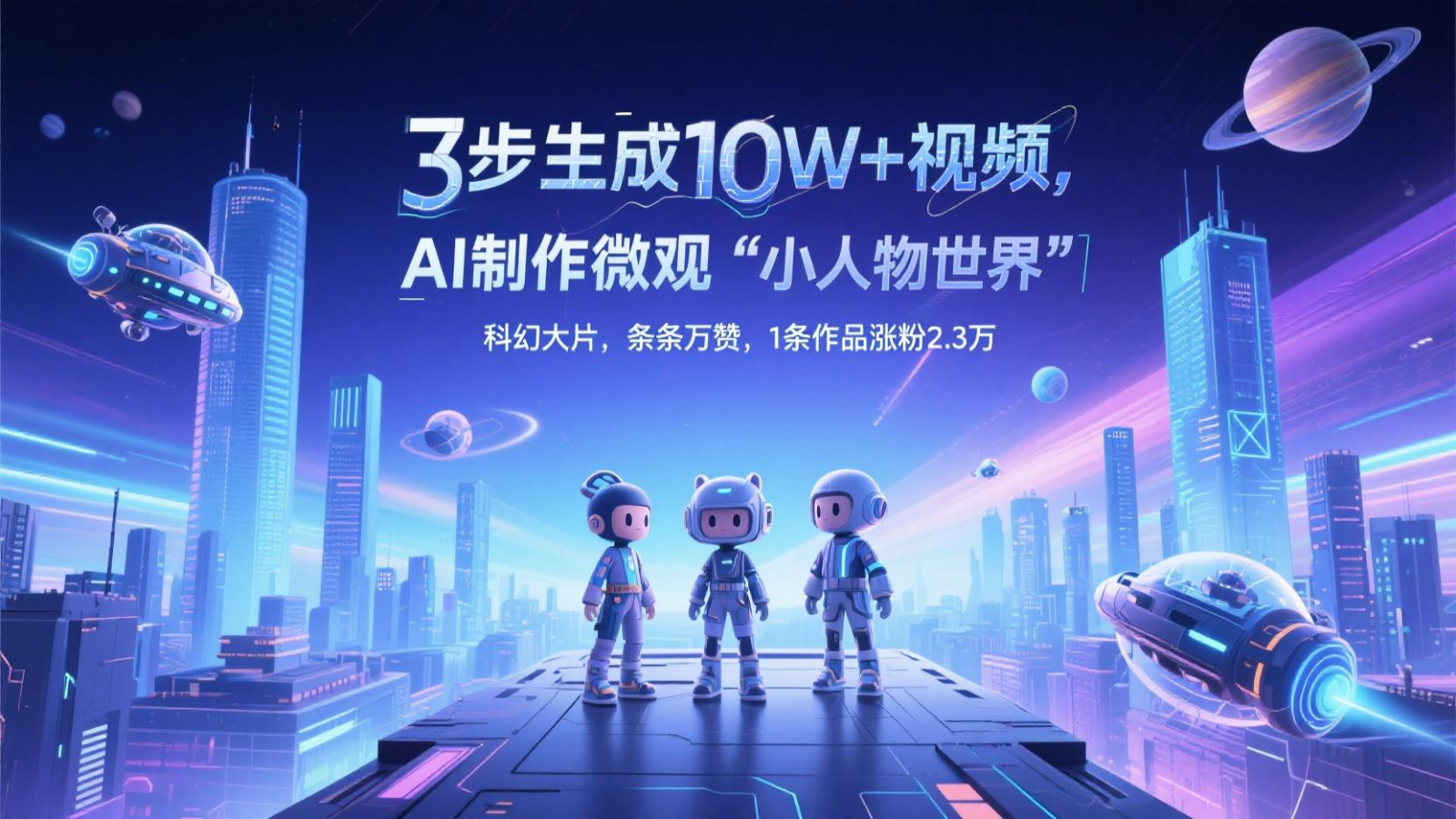 三步生成10W+视频，AI制作微观“小人物世界”科幻大片，条条万赞，1条作品涨粉2.3万-来友网创
