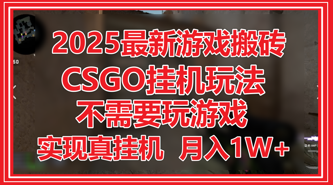 2025最新游戏搬砖，CSGO挂机，不需要玩游戏，实现真挂机，月入1W+-来友网创