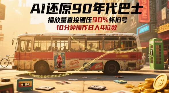 AI还原90年代巴士，一帧就让70后泪崩，播放量直接碾压90%怀旧号，每天操作十分钟，日入四位数-来友网创