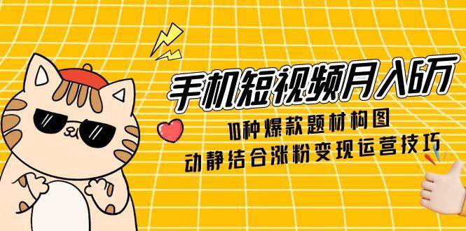 （14791期）手机短视频月入6万，10种爆款题材构图，动静结合涨粉变现运营技巧-来友网创