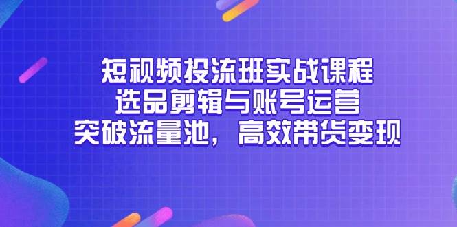 （14868期）短视频投流班实战课程，选品剪辑与账号运营，突破流量池，高效带货变现-来友网创