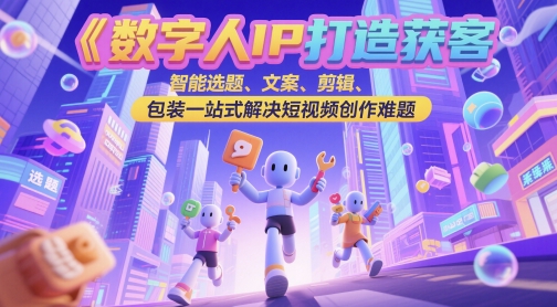 数字人IP打造获客变现实操课，智能选题、文案、剪辑、包装一站式解决短视频创作难题-来友网创