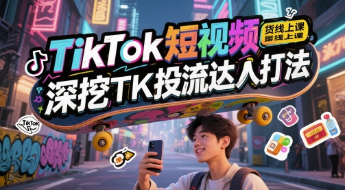 TikTok短视频带货线上课，深挖TK投流达人打法-来友网创