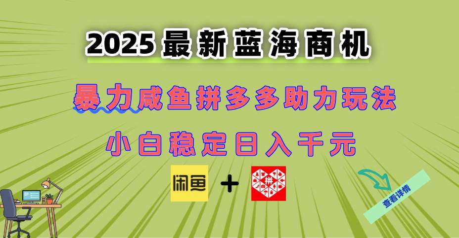 （14942期）最新闲鱼拼多多助力玩法 当下的蓝海商机 新手小白也能轻松操作 实现日…-来友网创