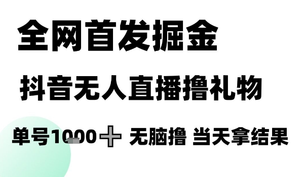 全网首发掘金抖音无人直播撸礼物，单号1k +无脑撸，当天拿结果【揭秘】-来友网创