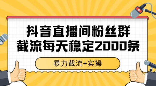 抖音直播间粉丝群暴力截流，一台电脑每天稳定2000条数据【揭秘】-来友网创