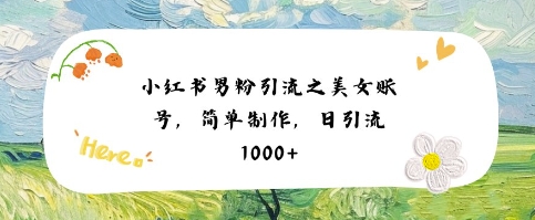 小红书男粉引流项目之美女账号6，简单制作，条条爆款原创，不违规-来友网创