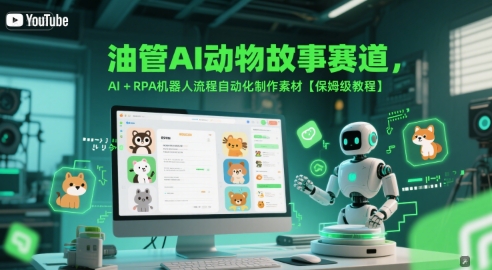 油管AI动物故事赛道，AI+RPA机器人流程自动化制作素材【保姆级教程】-来友网创