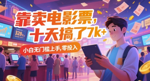 靠卖电影票，十天搞了7k+，小白无门槛上手，零投入【揭秘】-来友网创