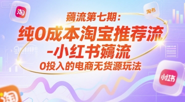 薅流第七期：纯0成本淘宝推荐流-小红书薅流最新版目，0投入的电商无货源玩法（附赠往期）-来友网创