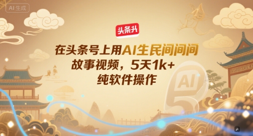 在头条号上用AI生民间故事视频，5天1k+，纯软件操作-来友网创