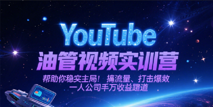 YouTube油管视频实训营，帮助你稳入局、搞流量、打爆款，一人公司千万收益赛道-来友网创