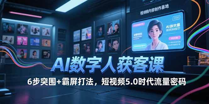 （15247期）AI数字人获客课，6步突围+霸屏打法，短视频5.0时代流量密码-来友网创