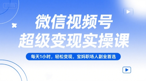 微信视频号超级变现实操课，每天1小时，轻松变现，宝妈职场人副业首选-来友网创