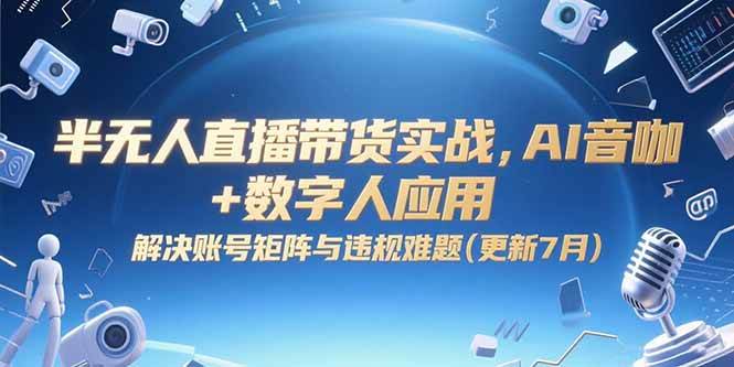 （15280期）半无人直播带货实战，AI音咖+数字人应用 解决账号矩阵与违规难题(更新7月)-来友网创