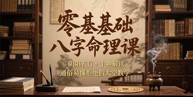 （15283期）零基础八字命理课，阴阳五行+十神解读，通俗易懂拒绝假大空教学-来友网创