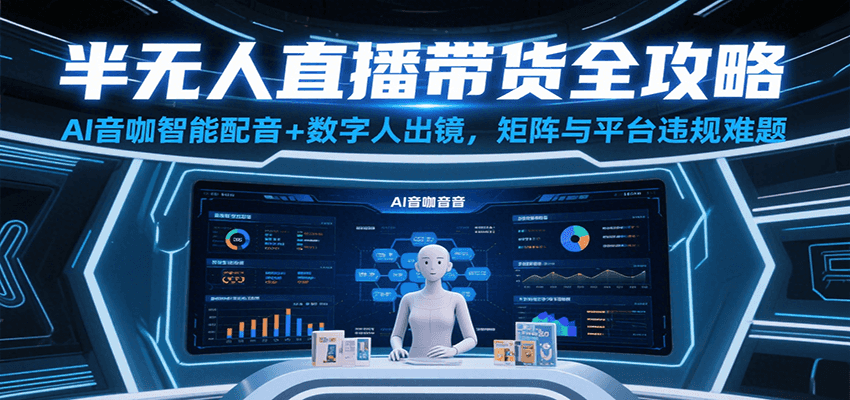 半无人直播带货全攻略：AI音咖智能配音+数字人出镜，解决账号矩阵与平台违规难题-来友网创