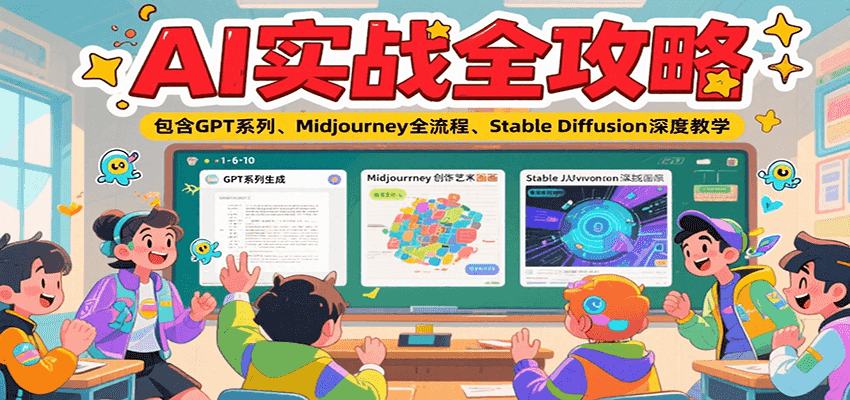 AI实战全攻略，包含GPT系列、Midjourney全流程、Stable Diffusion深度教学-来友网创
