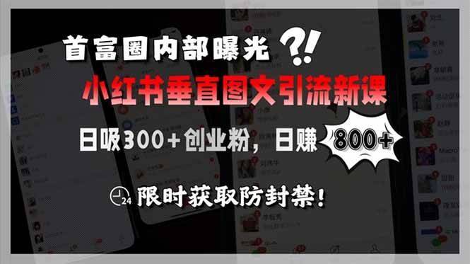 （15313期）首富圈内部曝光小红书垂直图文引流新课，日吸300+创业粉，日赚800+，限…-来友网创