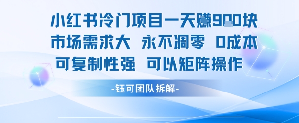 小红书冷门项目一天收益9张，市场需求大，0成本，可复制性强可以矩阵操作-来友网创