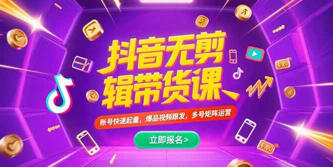 （15365期）抖音不剪辑带货课，账号快速起量，爆品视频跟发，多号矩阵运营-来友网创