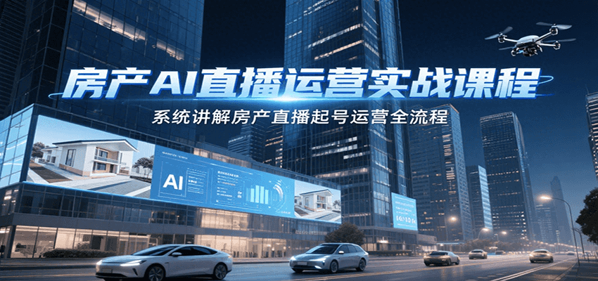 房产AI直播运营实战课程，系统讲解房产直播起号运营全流程-来友网创