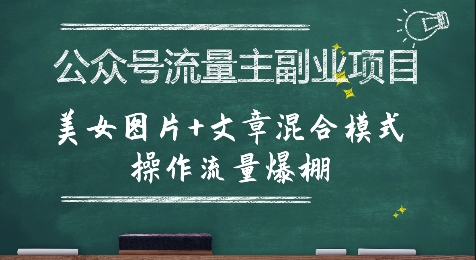 公众号流量主副业项目，美女图片+文章混合模式操作流量爆棚-来友网创
