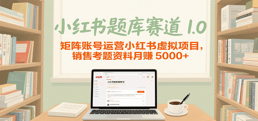 小红书题库赛道1.0，矩阵账号运营小红书虚拟项目，销售行业资格证考题资料月赚5000+-来友网创