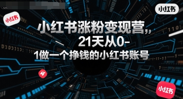 小红书涨粉变现营，21天从0-1做一个挣钱的小红书账号-来友网创
