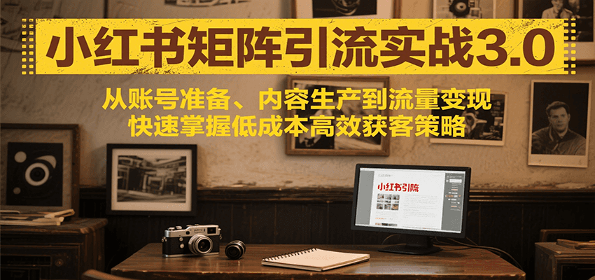 小红书矩阵引流3.0，从账号准备、内容生产到流量变现，快速掌握低成本高效获客策略-来友网创