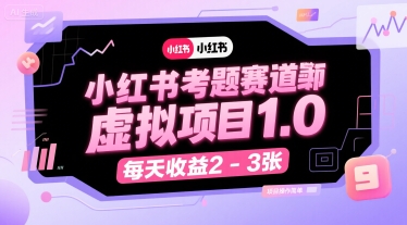 小红书考题赛道虚拟项目1.0，项目操作简单，每天收益2-3张-来友网创