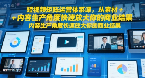 短视频矩阵运营体系课，从素材+内容生产角度快速放大你的商业结果-来友网创