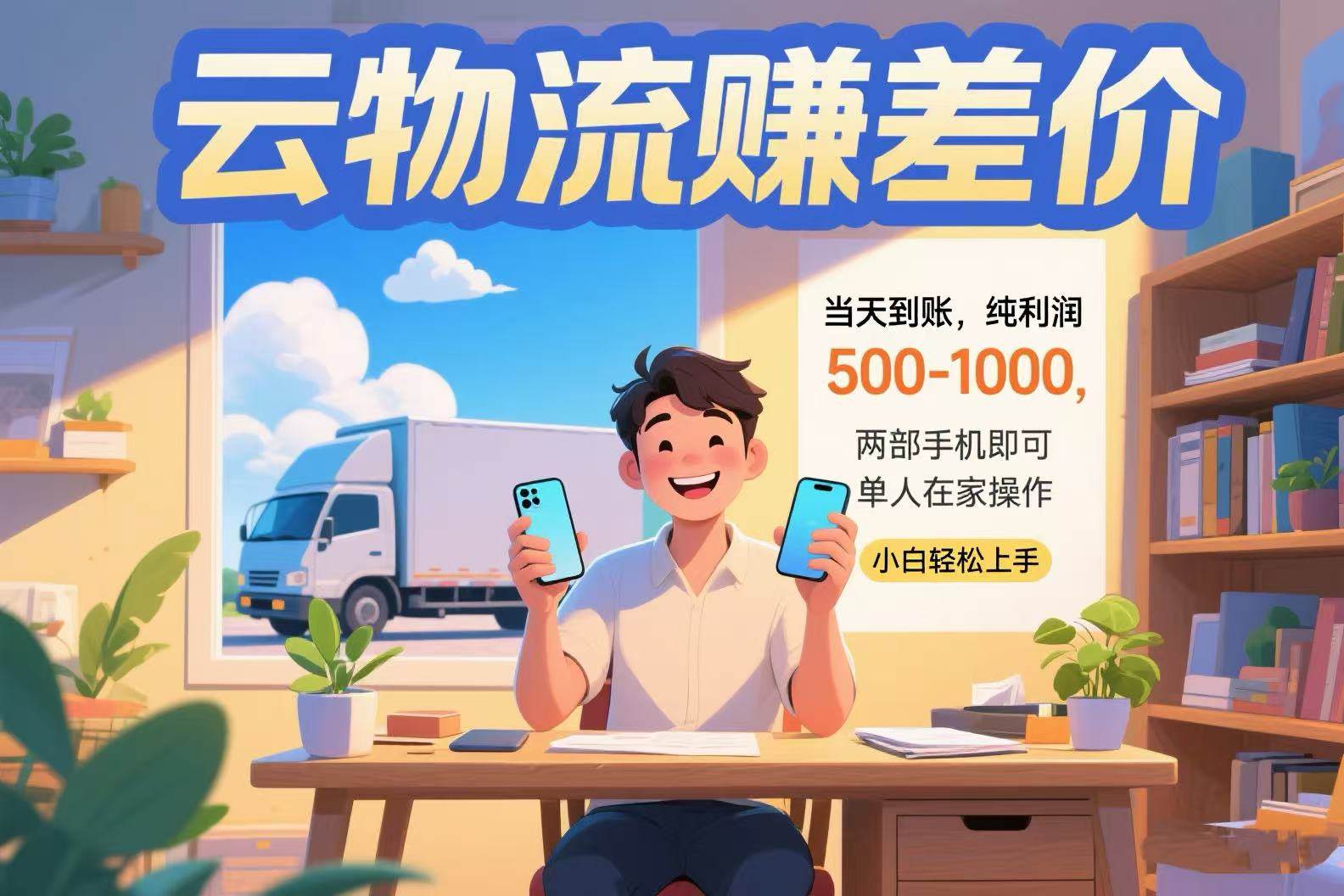 （15492期）云物流赚差价 当天到账纯利润500-1000 两部手机即可 可单人在家操作 小…-来友网创