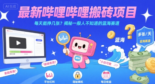 最新哔哩哔哩上B站搬砖项目，每天能挣几张？揭秘一般人不知道的蓝海赛道-来友网创