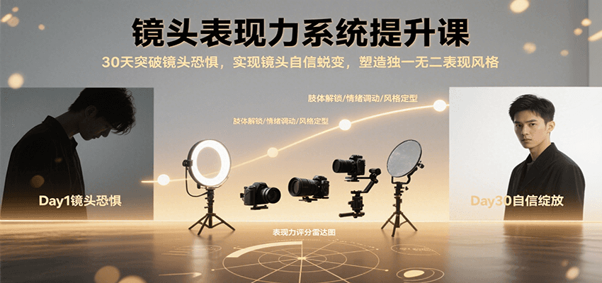 镜头表现力系统提升课，30天突破镜头恐惧实现自信蜕变，塑造独一无二表现风格-来友网创