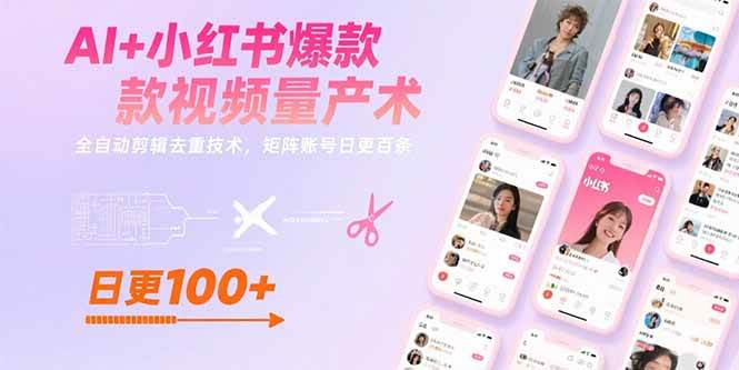 （15542期）AI+小红书爆款视频量产术：全自动剪辑去重技术，矩阵账号日更百条-来友网创