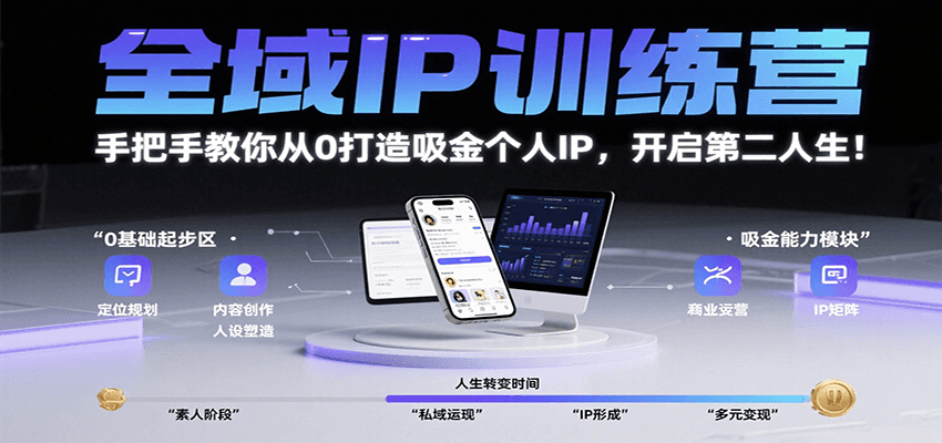 全域IP训练营，手把手教你从0打造吸金个人IP，开启第二人生！-来友网创
