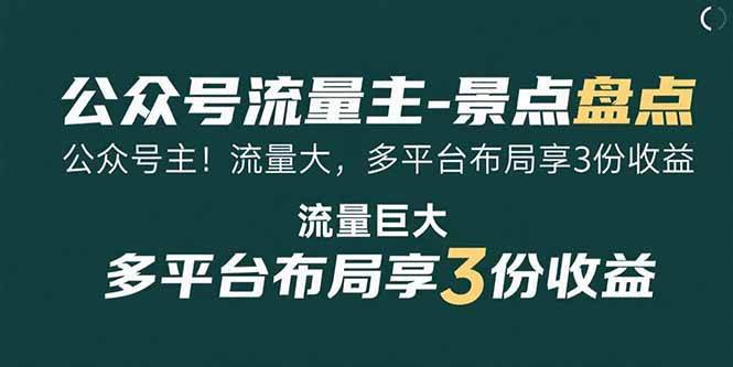 （15553期）公众号流量主-景点盘点 流量巨大 多平台布局享3份收益-来友网创