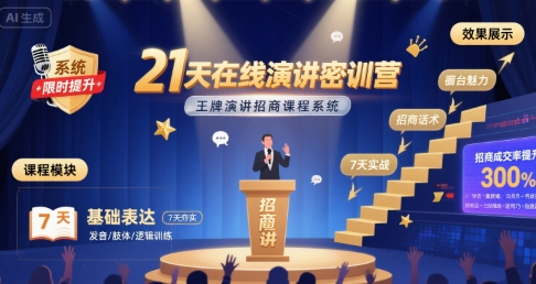 21天在线演讲密训营，王牌演讲招商课程系统-来友网创
