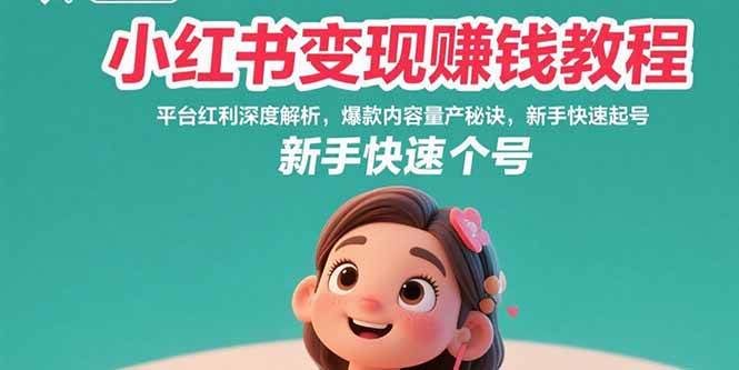 （15559期）小红书变现赚钱教程：平台红利深度解析，爆款内容量产秘诀，新手快速起号-来友网创