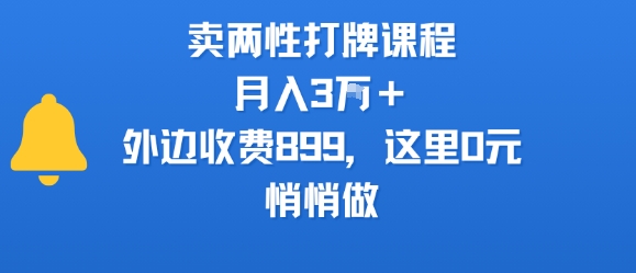 卖两性打牌课程，月入3W+外边收费899的课程，这里0元，悄悄做-来友网创