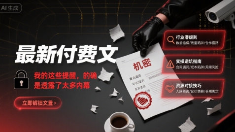 最新付费文：我的这些提醒，的确是透露了太多内幕-来友网创