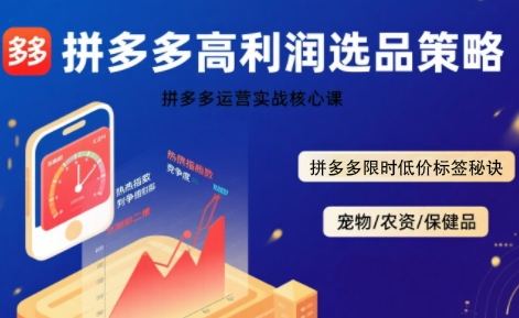 拼多多选品暴利技术实战课，拼多多高利润选品策略，拼多多限时低价标签秘诀-来友网创