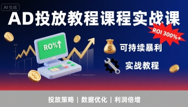 AD投放教程课程实战课，实现广告ROI300%+可持续暴利-来友网创