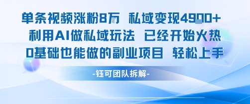 单条视频私域变现4.9k+利用AI做私域玩法 已经开始火热0基础也能做的副业项目轻松上手-来友网创