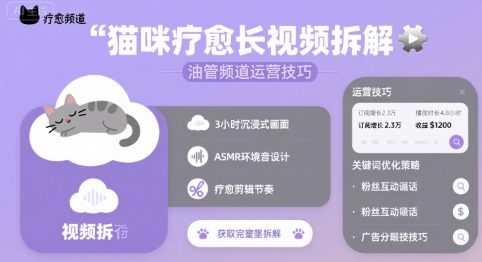 猫咪疗愈长视频拆解 &油管频道运营技巧-来友网创